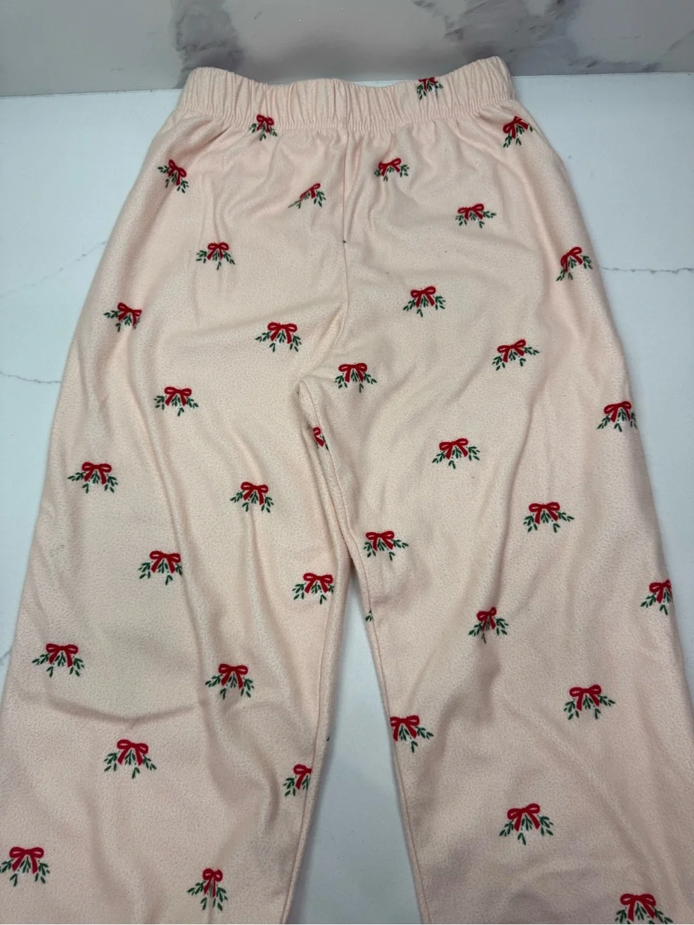 cloud island Pink Pajama Set with Red Bow Print
